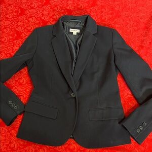 Merona Blazer Women Size 4 Navy Blue Single Button Stretch Tailored Jacket